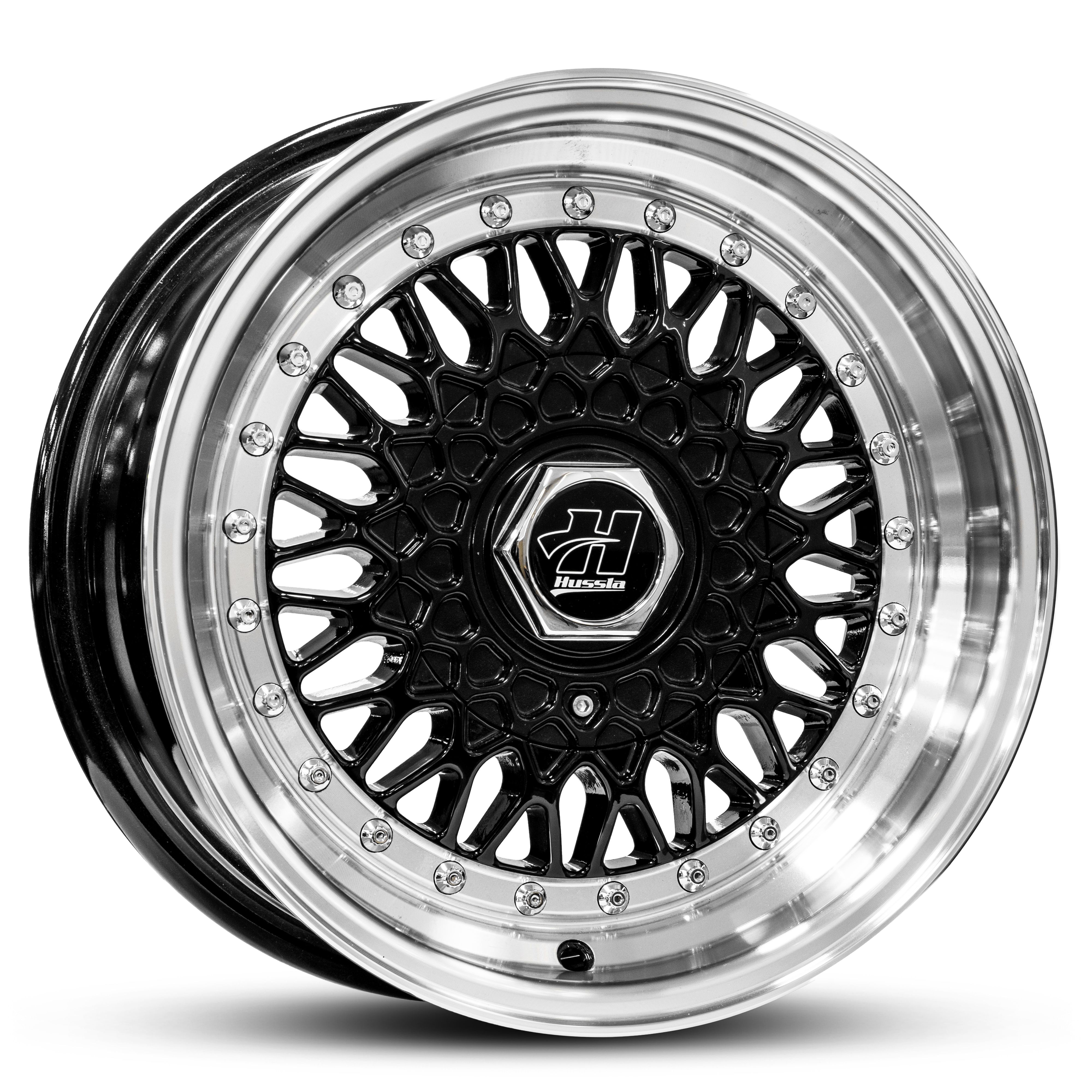 Wheel HUSSLA RETRO GLOSS BLACK POLISHED LIP